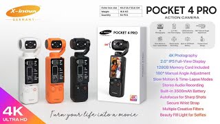 X-inova GERMANY POCKET 4 PRO ACTION CAMERA 4K Photography 128GB Memory Card Included