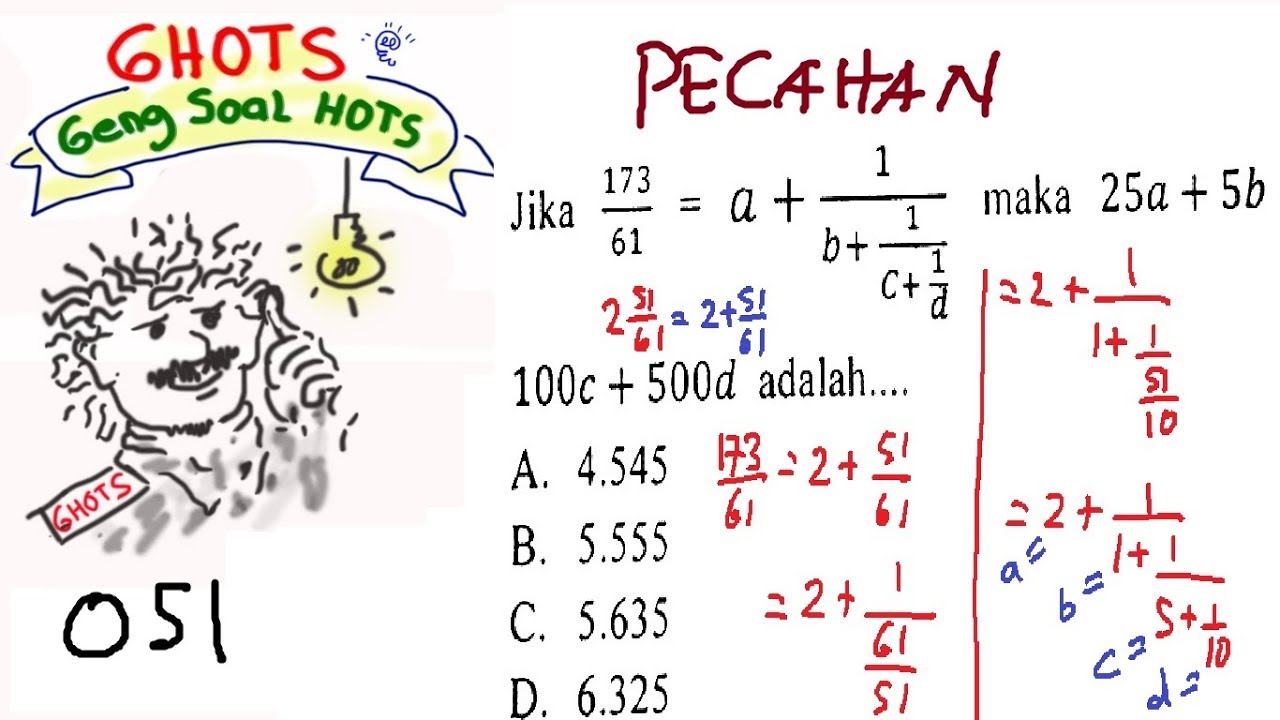 Soal Hots Un Matematika Smp 2019 Ghots Pecahansmp 051 Youtube