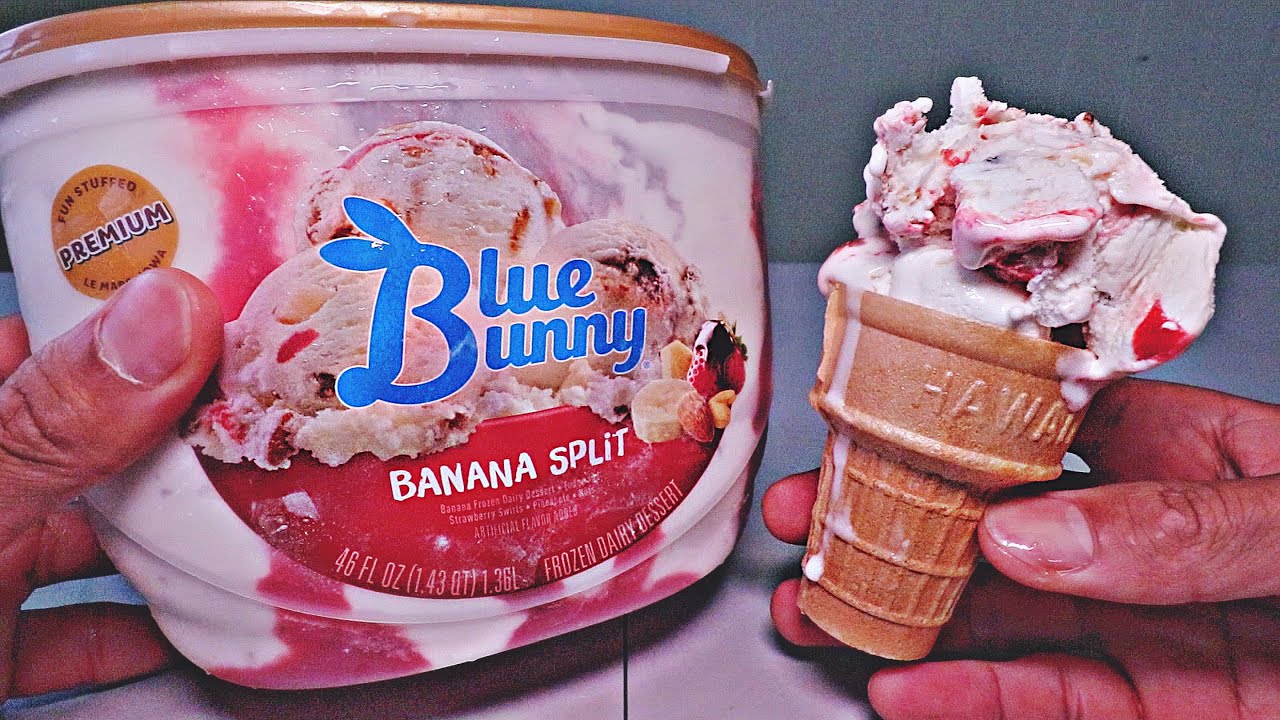 Blue Bunny Banana Split Ice Cream Review - YouTube