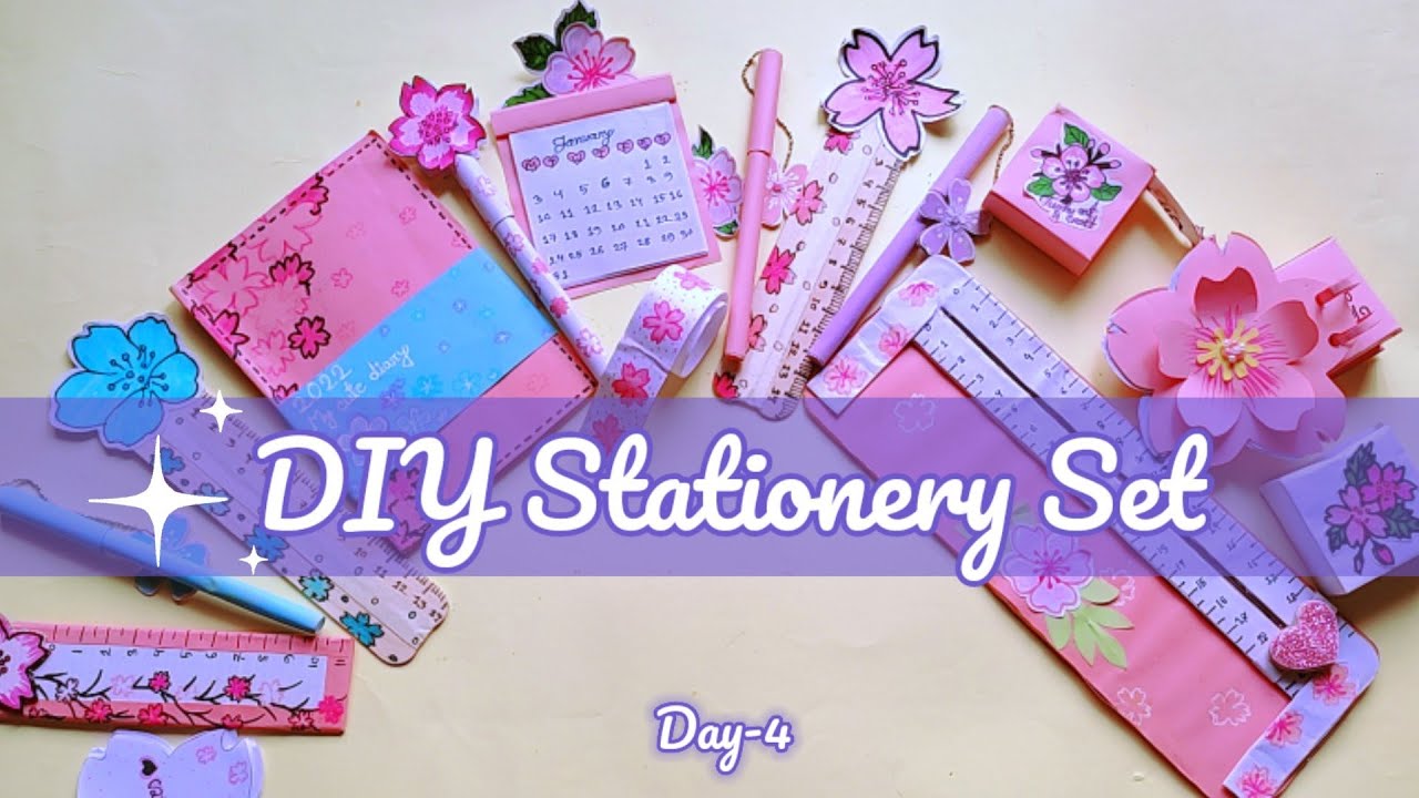 Day 4how To Make Stationery Set At Home Diy Cherry Blossom