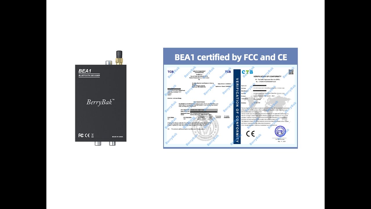BEA1 QCC5171 v5.3 Bluetooth/USB UAC2.0 receiver decoder has passed CE and FCC certification!