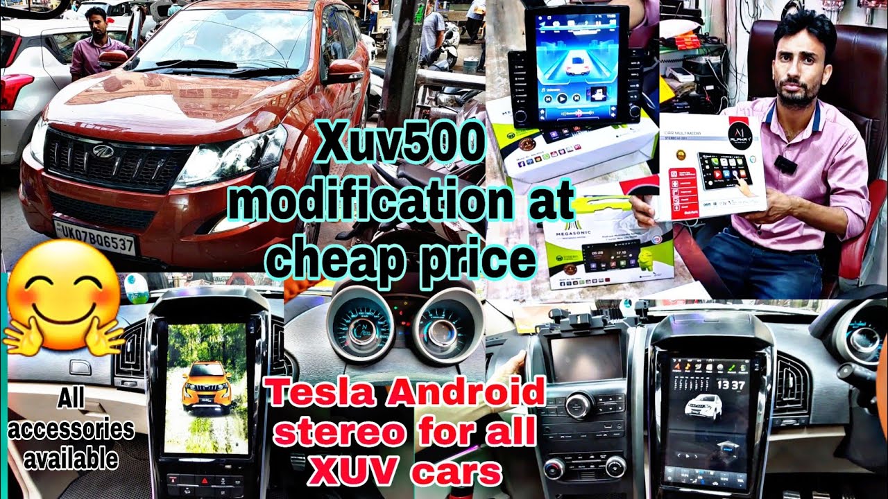 Xuv500 modification!Tesla type android stereo installed in Mahindra xuv500🔥xuv500 modified