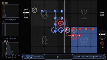 Spacechem - QT-3 (109/1/24)  - Cycle Optimized, Rotate-Telekinesis bug
