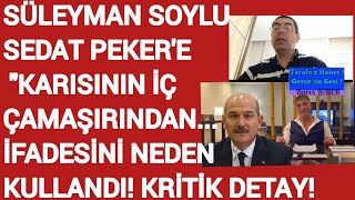 SÜLEYMAN SOYLU SEDAT PEKER'E KARISININ İÇ ÇAMAŞIRINDAN İFADESİNİ NEDEN KULLANDI KRİTİK DETAY