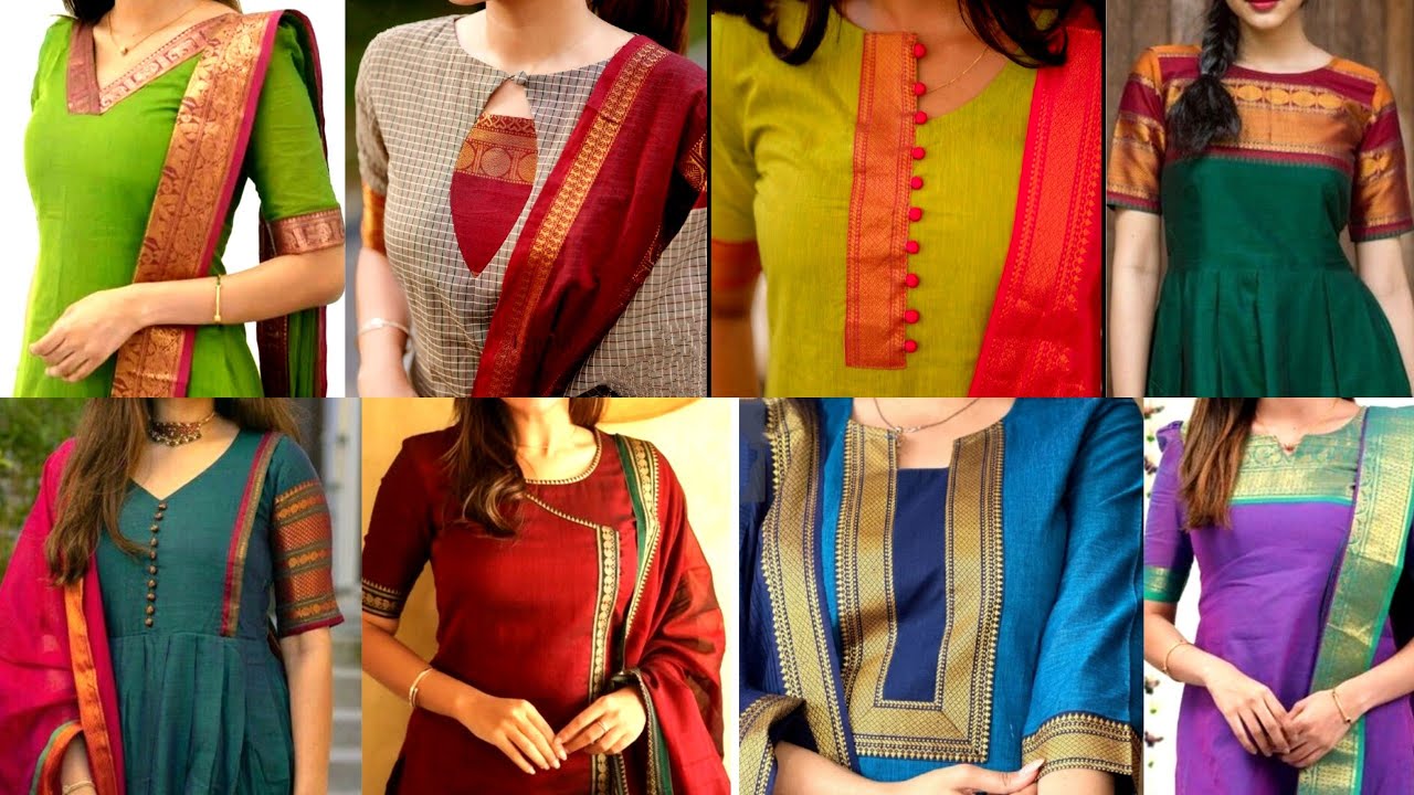 Pattu Dress front Neck DesignsLatest Kurti Neck Ideas