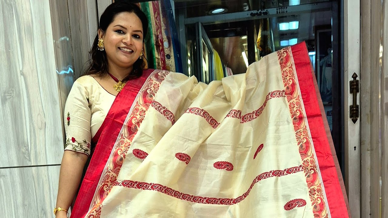 Pure Gorod Laal Saada| The royal saree of Bengal| Booking 8240556495| #gorod #puresilk #laalsaree 