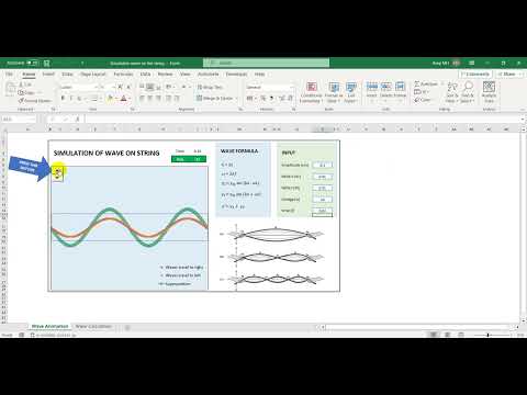 Wave simulation on the string using Excel