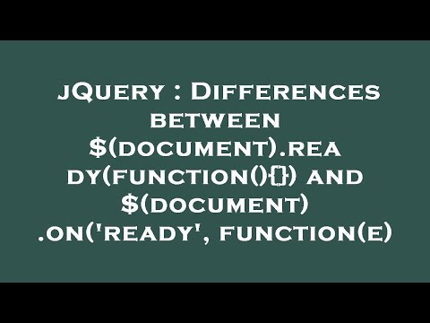 jQuery : Differences between $(document).ready(function(){}) and $(document).on('ready', function(e)