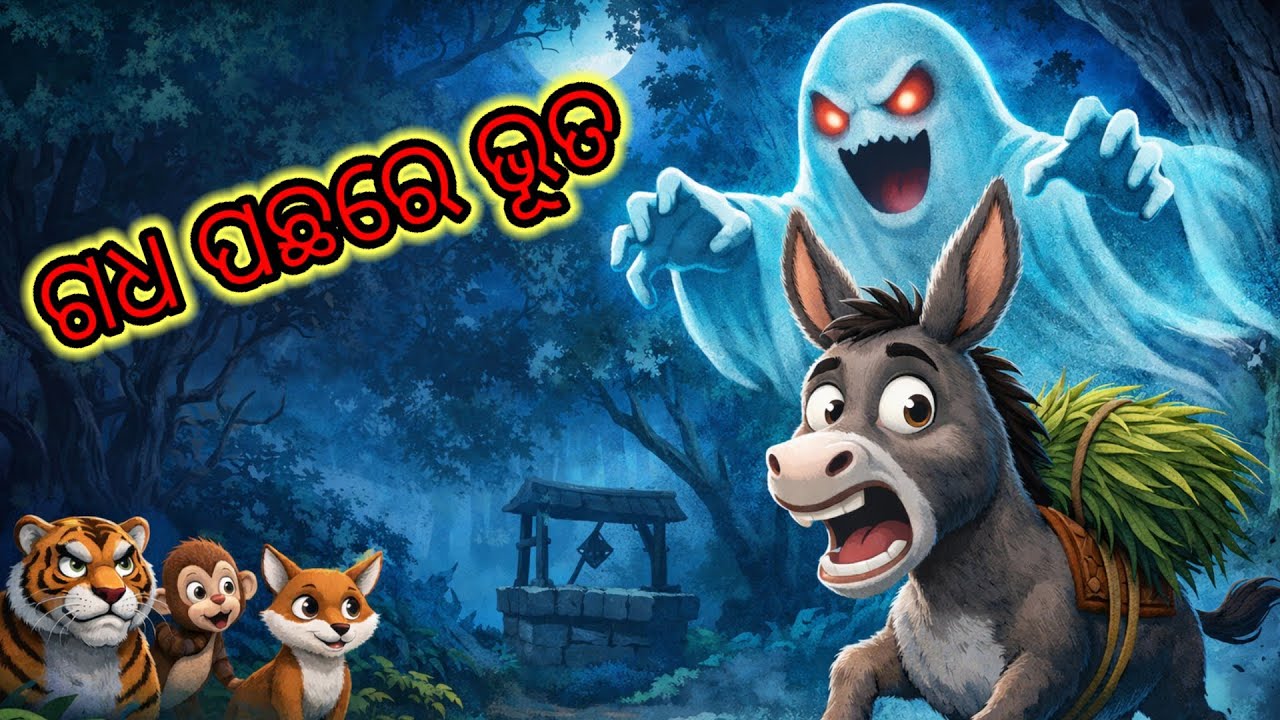 ଗଧ ପଛରେ ଭୂତ l Donkey Pachhare Bhoot l Fox and Tiger Story l Jungle Cartoon l Odia Gapa l