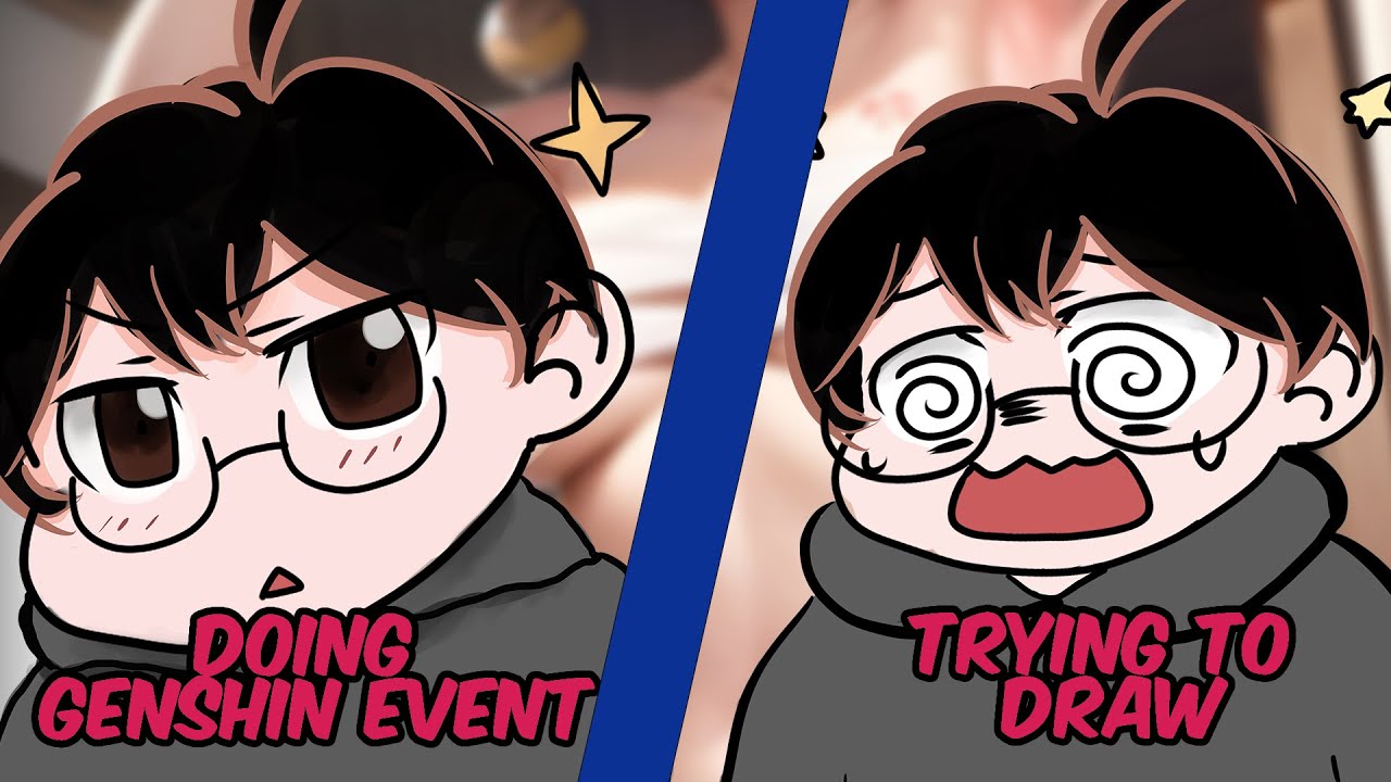 Playing Genshin and drawing Minami