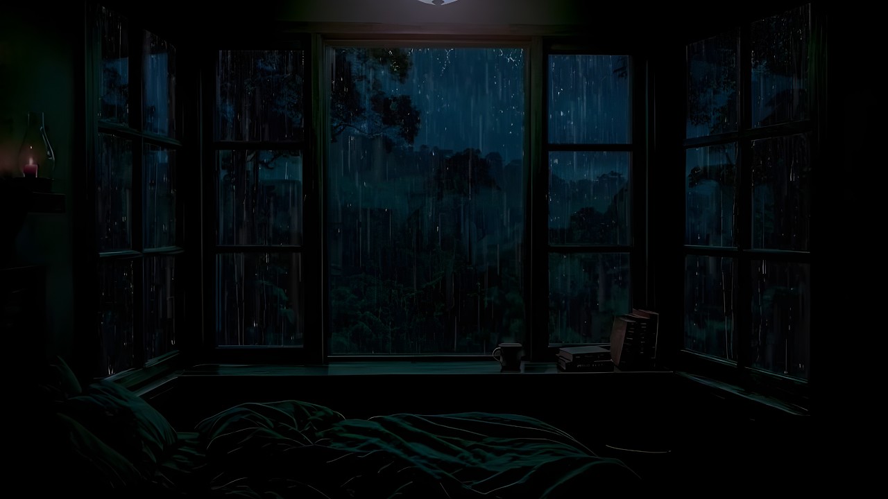 Sleep with Soft Rain Drops & Thunder Outside the Window will help you Relax after a Tiring day 🌧️