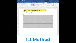 How to Delete Table in MS Word|MS Word|MS Word 2016| #shorts