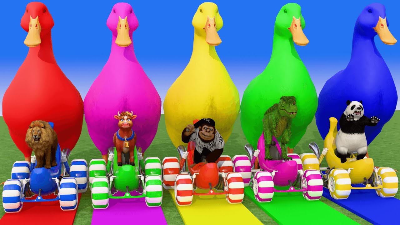 Long Slide Game With Elephant Gorilla Buffalo Hippopotamus Tiger 3d Animal Game Funny 3d Animals