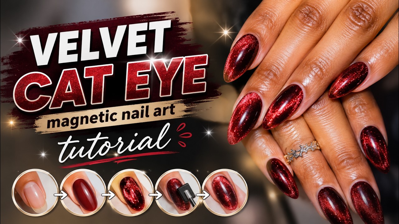 Velvet Cat Eye Nails Tutorial Magnetic Nail Art Tutorial Jelly 