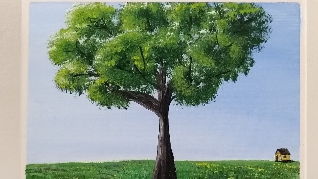 Como pintar uma árvore. Pintura acrílica sobre tela | Acrylic Paints ...