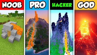 Minecraft NOOB vs. PRO vs. HACKER vs GOD : VOLCANO HOUSE SURVIVAL CHALLENGE in Minecraft!