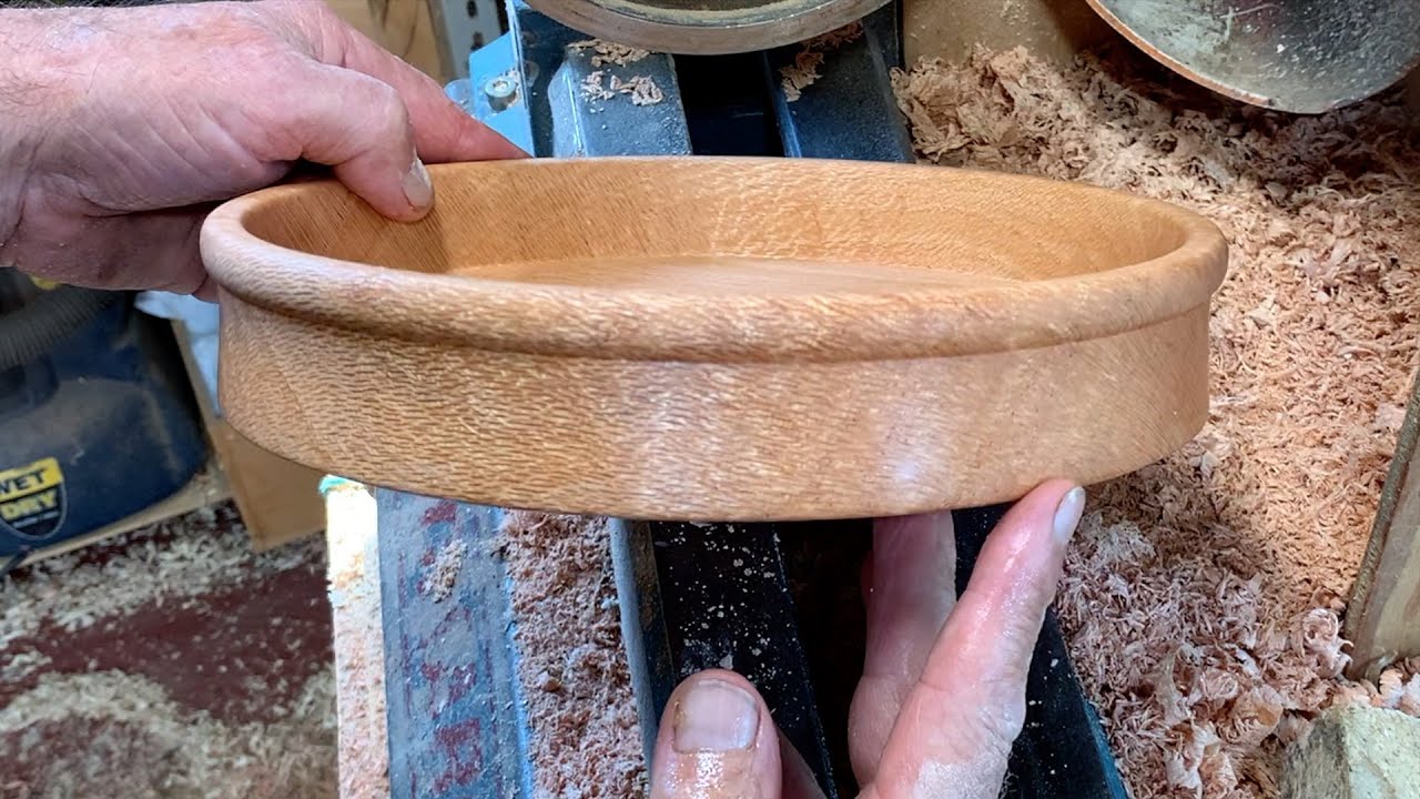 Richard Raffan turns a silky oak sushi dish.