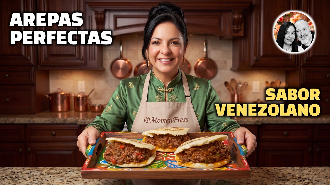 AREPAS VENEZOLANAS de Carne Mechada ¡Jugosas y Crujientes! 🫓🇻🇪 Receta Fácil