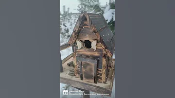 кормушка - скворечник домик для птиц на подставке своими руками