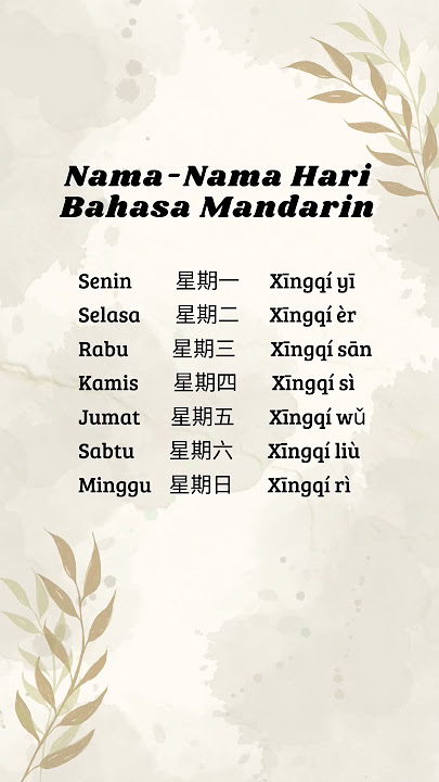 belajar bahasa mandarin nama nama hari #belajar #edukasitrading #trending #mandarin #shorts