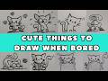 How to Draw 8 Cute Cats 🐱 | Cute things to draw when bored (Easy)