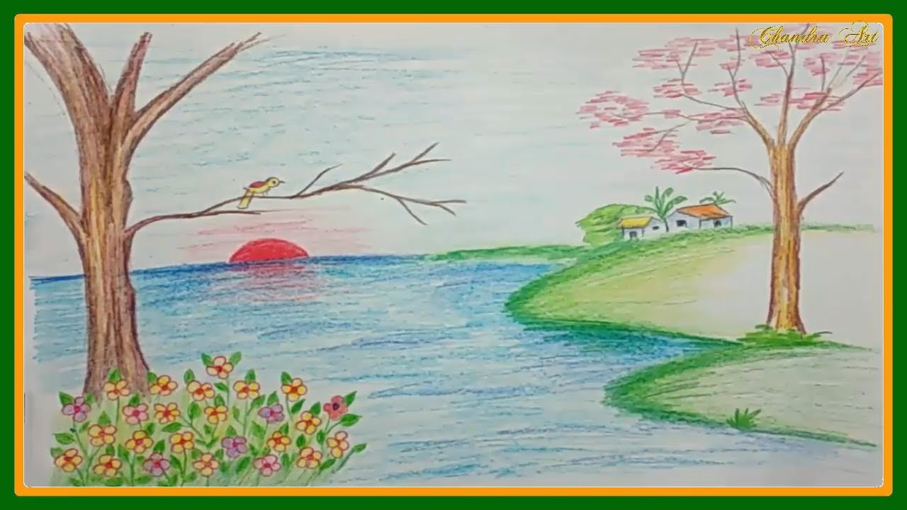 Landscape Scenery Drawing Nature drawing Easy With