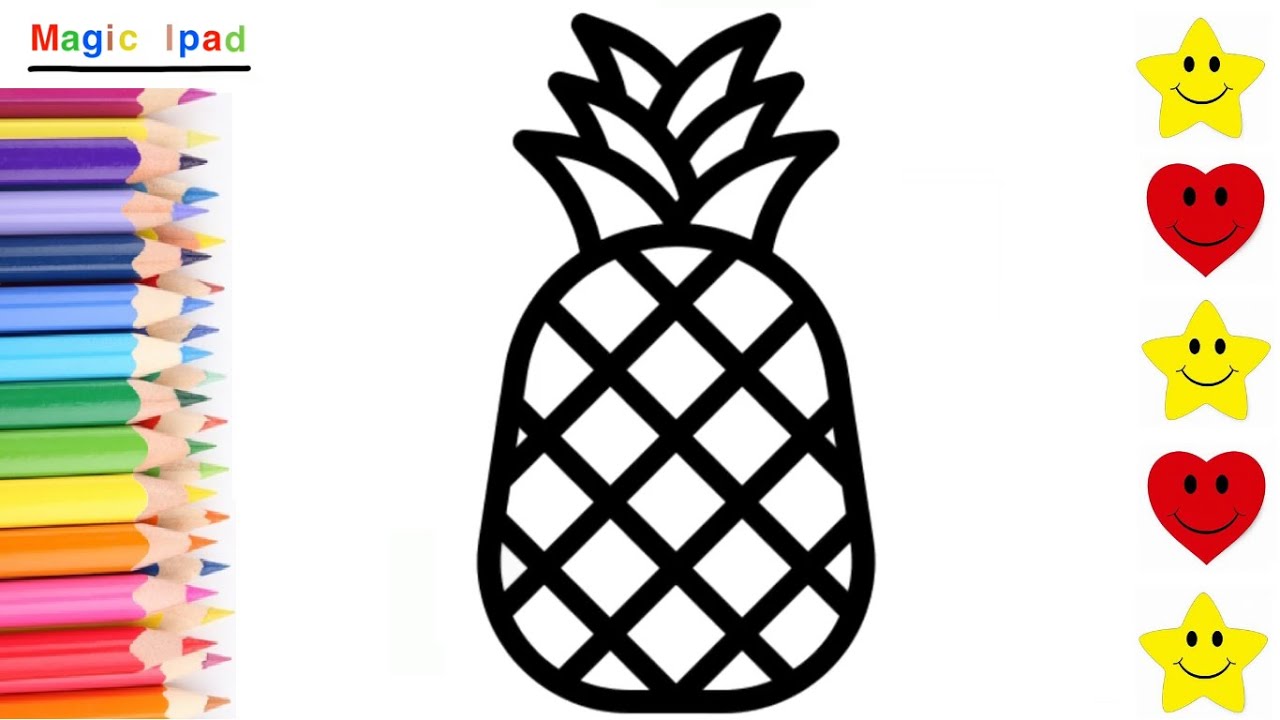 Como dibujar una PIÑA | dibujos para niños 💓⭐ How to draw a PINEAPPLE |  drawings for kids - thptnganamst.edu.vn