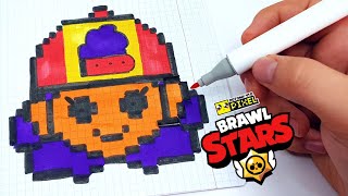 картинка: МЭГ - из ИГРЫ BRAWL STARS - MEG - РИСУНКИ ПО КЛЕТОЧКАМ -PIXEL ART