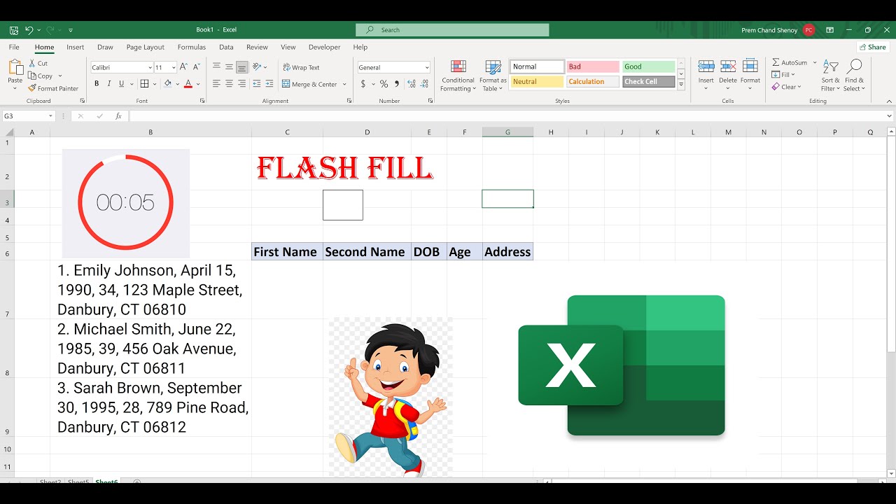 Using Flash Fill in Excel to Split Data from One Cell into Multiple ...