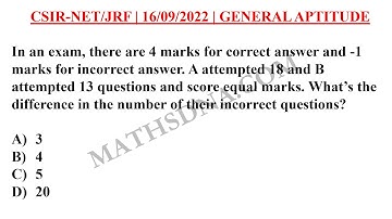 CSIR-NET/JRF | MATHEMATICS | GENERAL APTITUDE | 16 SEPT. 2022 | PART - A | EQUAL SCORES.