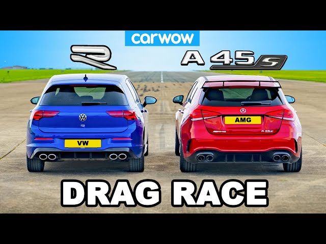 New VW Golf R vs AMG A45 - DRAG RACE *The Truth!* class=