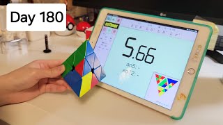 1 Year Cubing Pyraminx Challenge: Day 180/365 (Average 5.53) | Noob Cuber