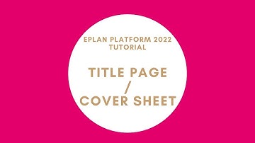 Edit Title Page / Cover Page | EPLAN New Platform