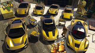 GTA 5 - Stealing $100,000,000 Super Ferrari Gold Cars with Franklin |  (GTA V Real Life Cars #65)