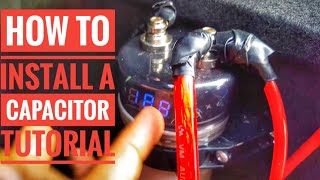 HOW TO INSTALL A CAPACITOR WITH AC CAPACITOR WIREING TO YOUR  CAR TUTORIAL