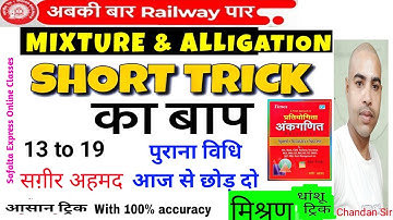 Mixture or Alligation Sagir Ahamad Solution Part 3 || Railway NTPC & Group D || मिश्रण सग़ीर अहमद ||