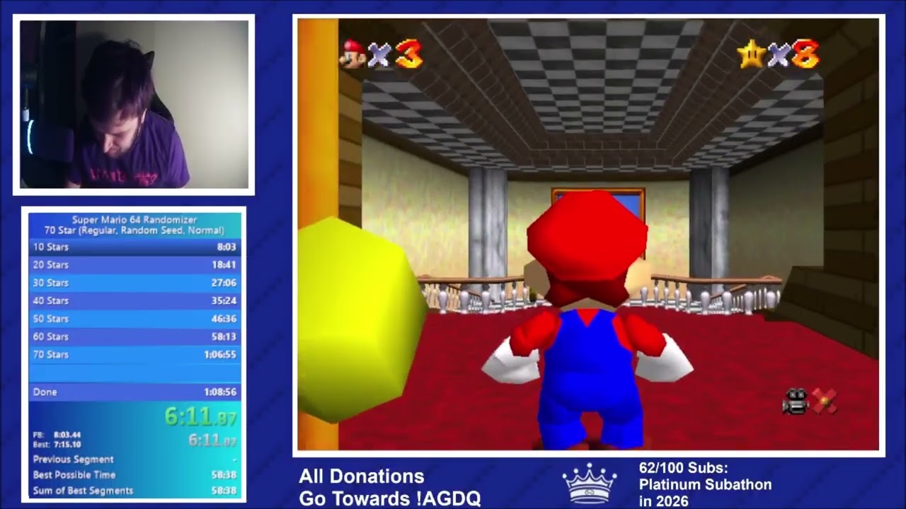Super Mario 64 Randomizer - 70 Star (Random Seed, Normal) in 