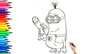 How to Draw Minion with Goggles 🔫 | Easy Minion Drawing & Coloring Tutorial | Satisfying Art