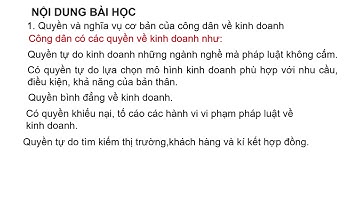 Bài 8: Quyền và nghĩa vụ cơ bản của công dân về kinh doanh và nộp thuế