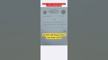 SOL 1/3/5/7 Semester Exam Form Last Date Extended 2025 #dusol #solexamform2025 #solerexamform2025
