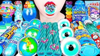 ASMR BLUE DESSERTS 파란색 디저트 BUBBLE GUM GAME BOTTLE  POP CANDY JELLY GUMMY EATING SOUNDS MUKBANG 먹방 screenshot 5