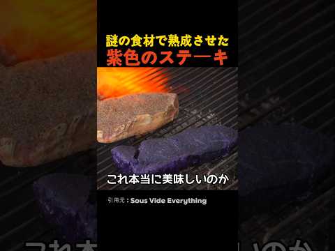 謎の食材で熟成させた紫色のステーキ