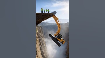 excavator fell into the cliff #fyp #shorts