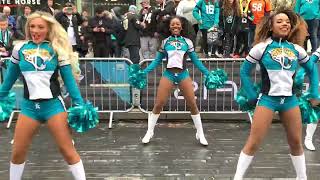 Roar of the Jaguars Cheerleaders performing at The Jungle, Wembley Stadium, 30 October 2022