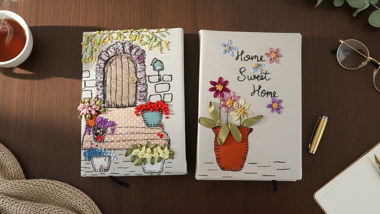 Fabric Scraps Diary Cover - Adjustable Patchwork Book Cover -  Fabric Book Cover For Any Thicknesses