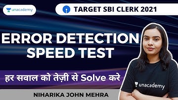 Error Detection Speed Test-1 for SBI Clerk 2021|Niharika John Mehra