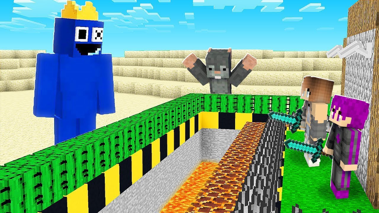 ماين كرافت : تحدي بناء بيت أمن ضد هجوم اصدقاء القوس قزح مع سمسمة واصدقائي 😱🔥