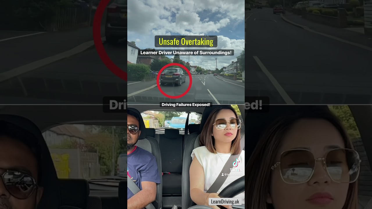 🚗💨 Unsafe Overtaking: Learner Driver's Dangerous Mistake!
