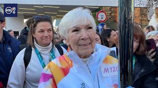 Gail Miller carries Olympic torch through Milan ahead of 2026 Games