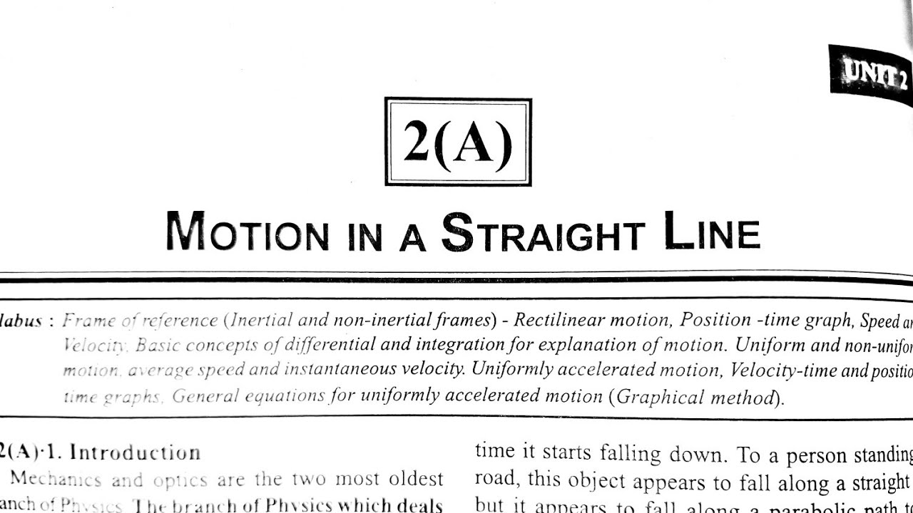 Unit 2A Motion in the straight line (part 1)|Kinematics | 11th Physics ...